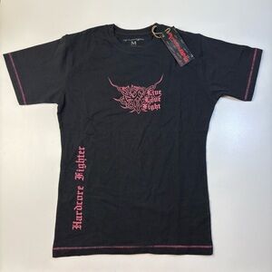 Y2K Hardcore Fighter MMA Style Dark Angel Live Love Fight t shirt Womenโs M NWT
